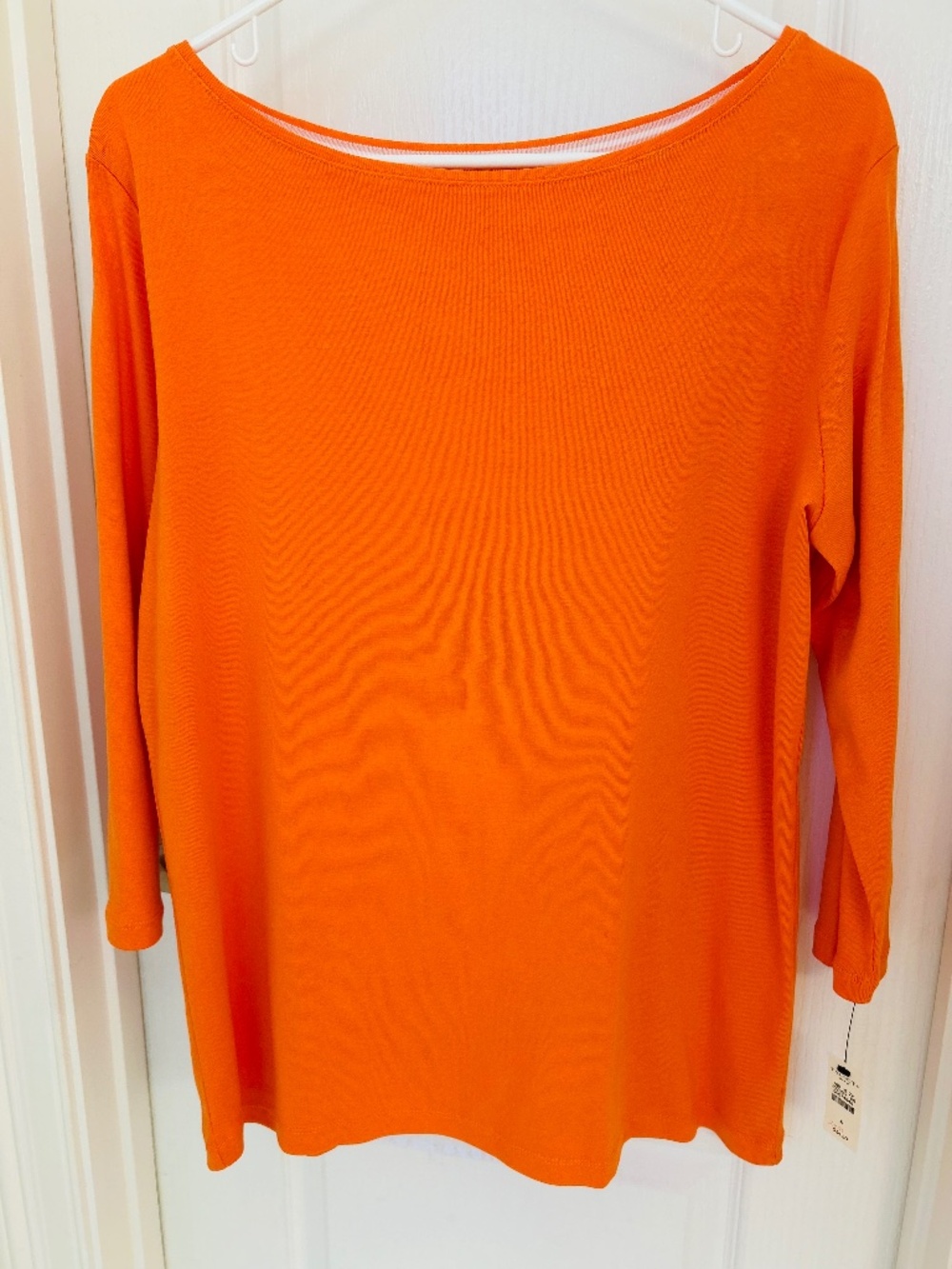 Talbots Orange 3/4 Sleeve Boatneck T-Shirt, Size X, NWT